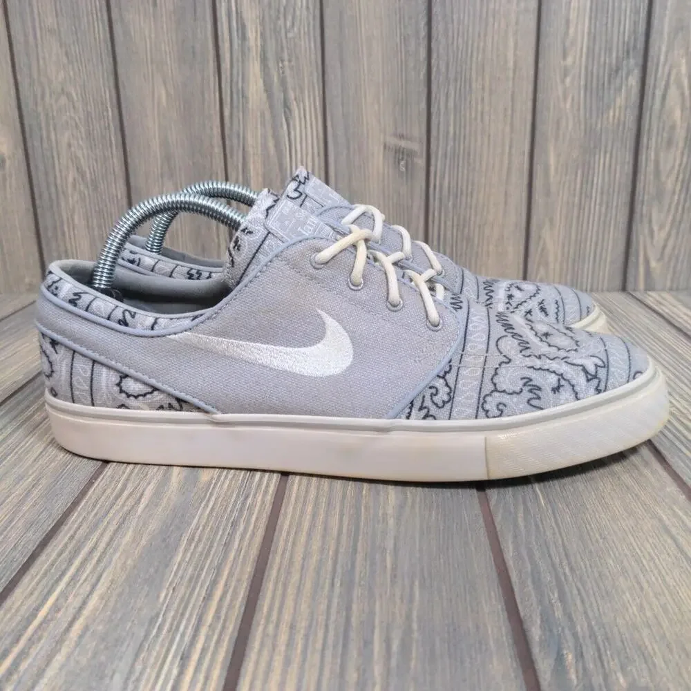 Nike Men Zoom Air SB Stefan Janoski Gray Paisley Floral Skateboarding Shoes Sz 9
